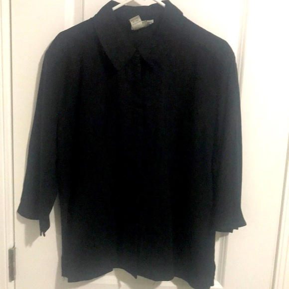 Style&Co Collection black linen/rayon 3/4 sleeve hidden buttons blouse - Picture 2 of 3